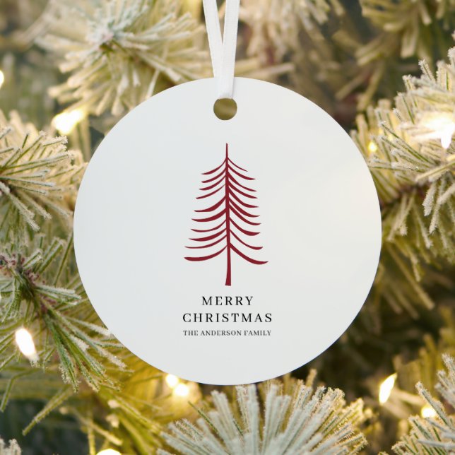 Merry Christmas Minimalist Red Modern Tree  Metal Tree Decoration (Insitu)