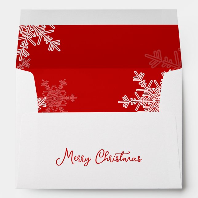Merry Christmas Minimalist Red Snowflakes  Envelope (Back (Bottom))