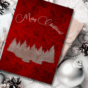 Merry Christmas - minimalist - silver fir trees Foil Holiday Card