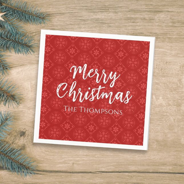 Merry Christmas Minimalist Simple Snowflake Red Napkin (Creator Uploaded)