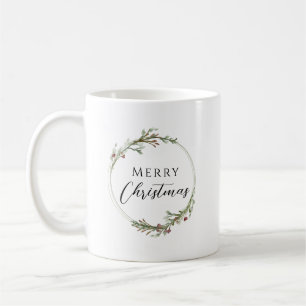 Merry Christmas Minimalist Wreath Coffee Mug