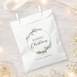 Merry Christmas Minimalist Wreath Favour Bag
