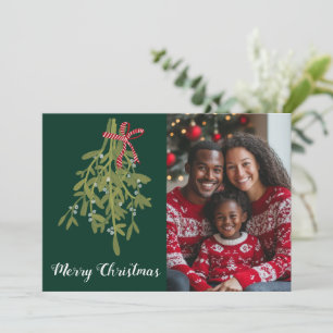 Merry Christmas Mistletoe CUSTOM PHOTO  Holiday Card