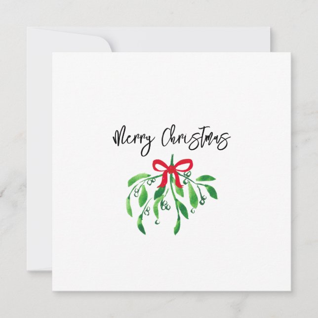 MERRY CHRISTMAS Mistletoe Festive Holiday Kiss Card (Front)