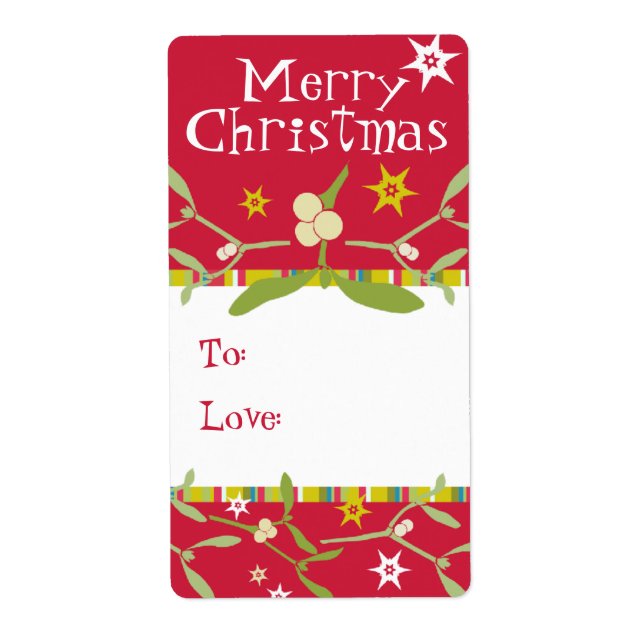 Merry Christmas mistletoe gift tag red (to/love) (Front)
