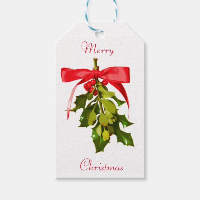 Merry Christmas mistletoe Gift Tags (Front)