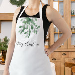 Merry Christmas Mistletoe Greenery  Apron<br><div class="desc">This Christmas apron is decorated with watercolor mistletoe and Merry Christmas in stylish typography.
Easily customisable.
Original Watercolor © Michele Davies.</div>