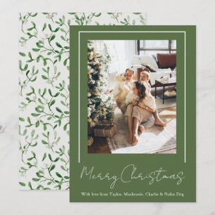Merry Christmas Mistletoe Personalised Photo Holiday Card