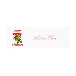 Merry Christmas mistletoe Return Address Label