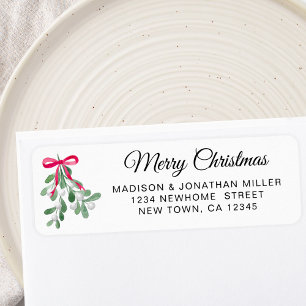 Merry Christmas Mistletoe Return Address  Label