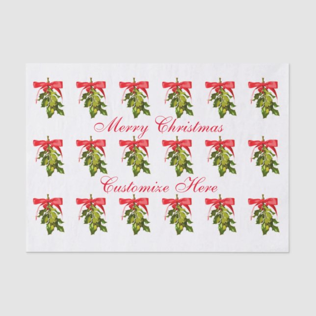 Merry Christmas mistletoe Tissue Paper (Front)