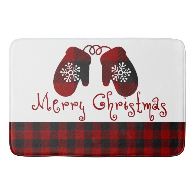 Merry Christmas mittens Bath Mat (Front)