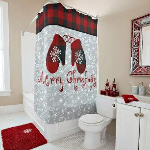 Merry Christmas mittens Shower Curtain
