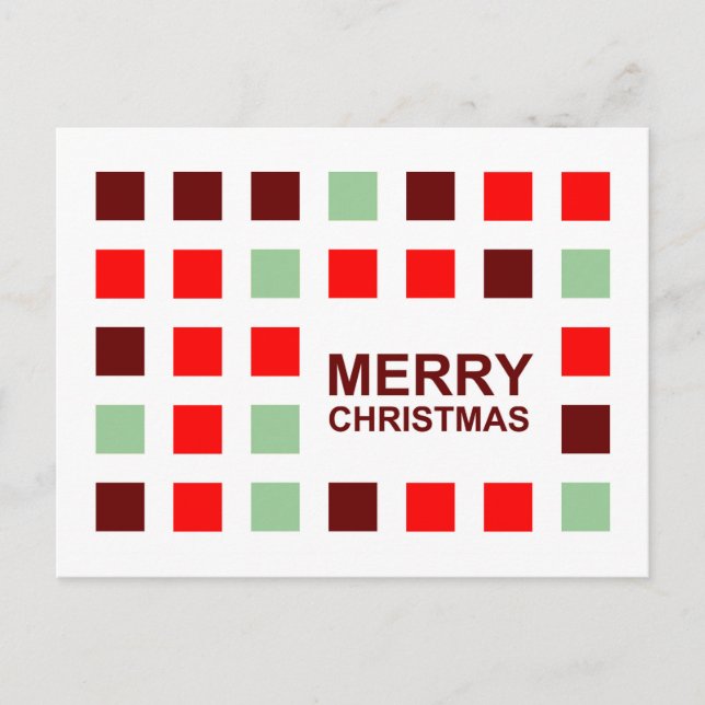 merry christmas (mod squares) holiday postcard (Front)