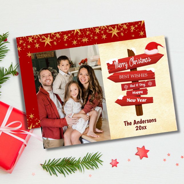 Merry Christmas modern 1 family photo cute simple Holiday Card (Creator Uploaded)