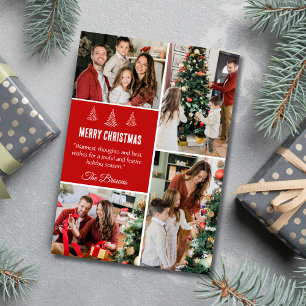 Merry Christmas modern 4 family photo cute simple Holiday Card