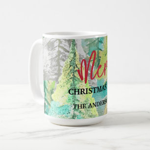 Merry Christmas Modern Abstract Winter Watercolor Coffee Mug