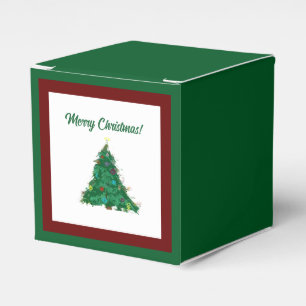 Merry Christmas Modern Art Cute Tiny Tree Favour Box