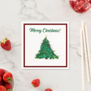 Merry Christmas Modern Art Cute Tiny Tree Napkin