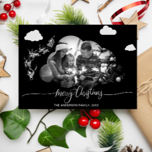 Merry Christmas Modern Black Cloud Photo Holliday Invitation