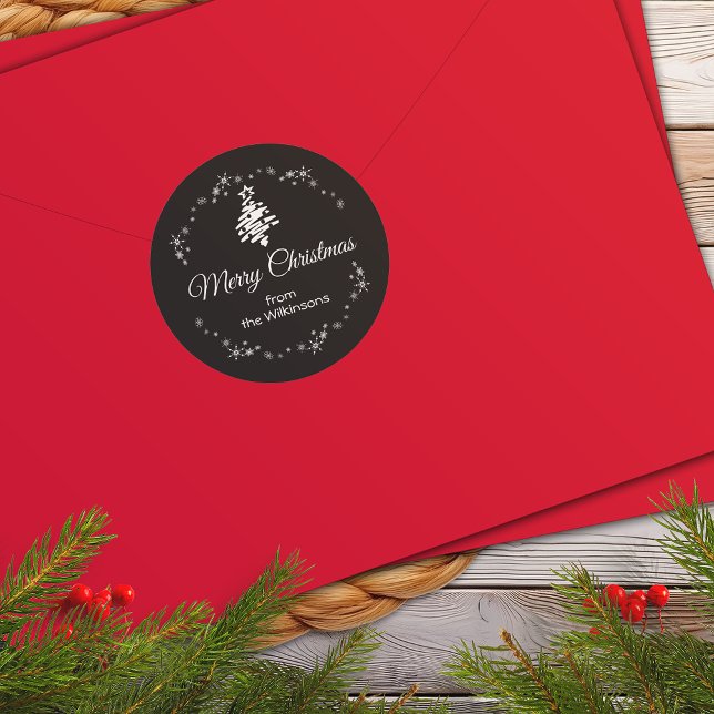 Merry Christmas Modern Black Holiday Envelope Seal (Merry Christmas Modern Black Holiday Envelope Seal)
