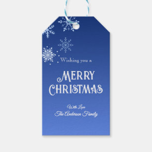 Merry Christmas Modern Blue Snowflakes Gift Tags