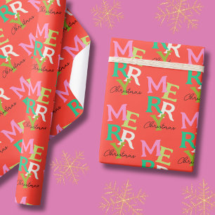 Merry Christmas Modern Bright Holiday Wrapping Paper