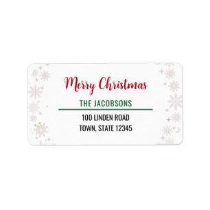 Merry Christmas Modern Chic Calligraphy Snowflakes Label
