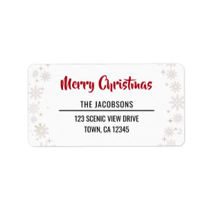 Merry Christmas Modern Chic Calligraphy Snowflakes Label