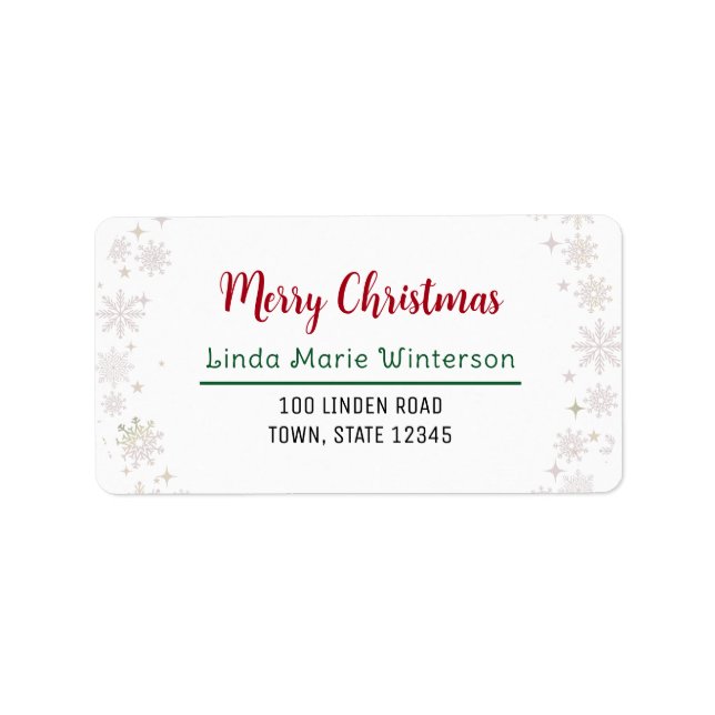 Merry Christmas Modern Chic Typography Snowflakes Label (Front)
