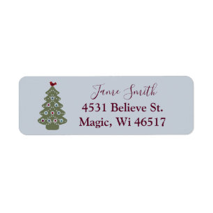Merry Christmas - Modern Christmas Trees Return Address Label
