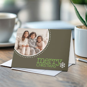 Merry Christmas - Modern Circle Photo Holiday Card
