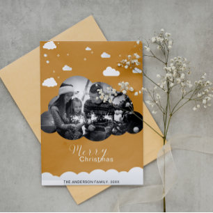 Merry Christmas Modern Cloud Photo Holliday Invitation