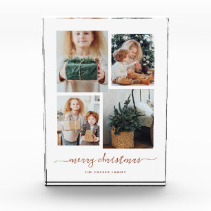Merry Christmas   Modern Collage Four Photo Block