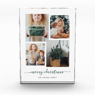 Merry Christmas Modern Collage Four Photo Block