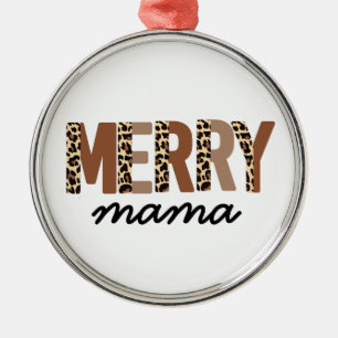 "Merry Christmas" Modern Colour Block Leopard Boho Metal Ornament