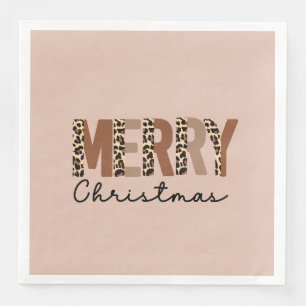 "Merry Christmas" Modern Colour Block Leopard Boho Napkin