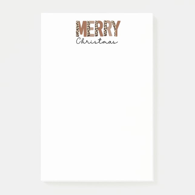 "Merry Christmas" Modern Colour Block Leopard Boho Post-it Notes (Front)