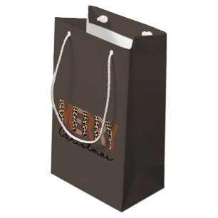 "Merry Christmas" Modern Colour Block Leopard Boho Small Gift Bag