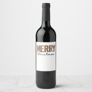 "Merry Christmas" Modern Colour Block Leopard Boho Wine Label