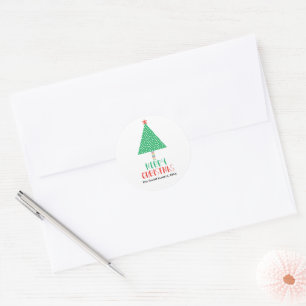 Merry Christmas Modern Colourful Holiday Card Classic Round Sticker