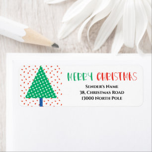 Merry Christmas Modern Colourful Holiday Card Return Address Label