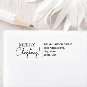 Merry Christmas Modern Company Name Custom Return Address Label