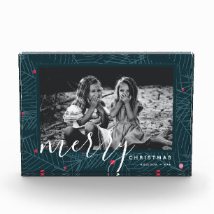 Merry Christmas Modern Custom Holiday Photo Block