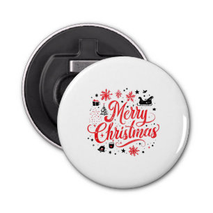 Merry Christmas Modern Design Red & White Bottle Opener