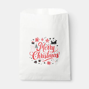 Merry Christmas Modern Design   Red & White Favour Bag