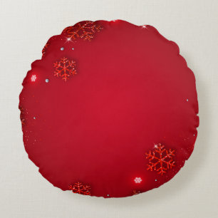 Merry Christmas Modern Design Red & White Round Cushion