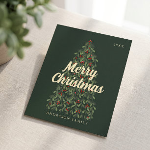 Merry Christmas Modern Elegant Christmas Tree Holiday Postcard