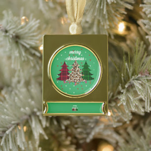 Merry Christmas Modern & Elegant  Gold Plated Banner Ornament