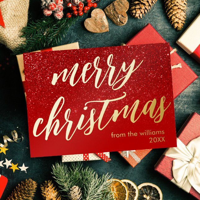 Merry Christmas Modern Elegant Script Non Photo Foil Holiday Card (Creator Uploaded)